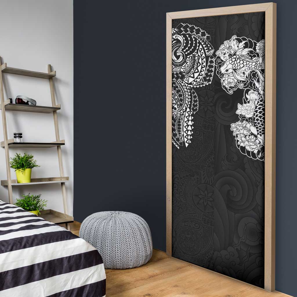 Japanese Irezumi and Hawaiian Polynesian Art Tattoo Door Cover Black Color - Polynesian Pride