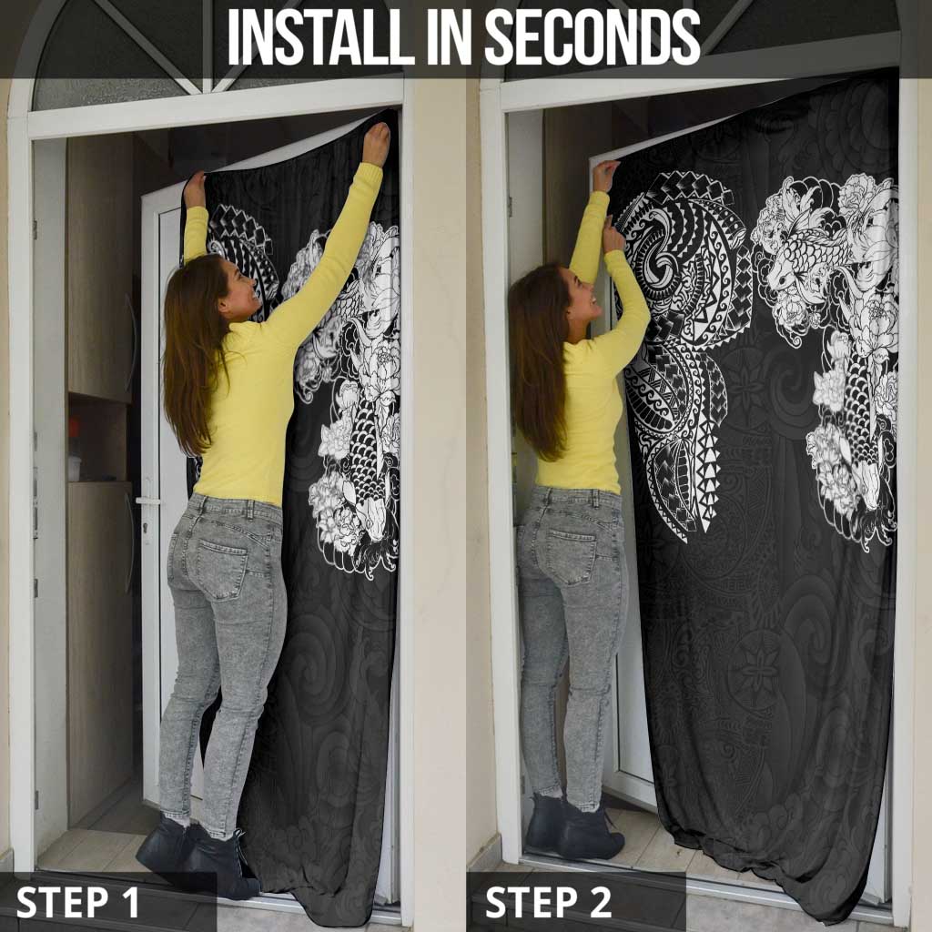 Japanese Irezumi and Hawaiian Polynesian Art Tattoo Door Cover Black Color - Polynesian Pride