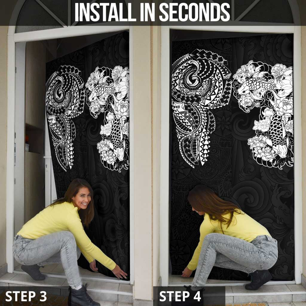 Japanese Irezumi and Hawaiian Polynesian Art Tattoo Door Cover Black Color - Polynesian Pride