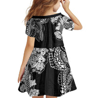 Japanese Irezumi and Hawaiian Polynesian Art Tattoo Family Matching Summer Maxi Dress and Hawaiian Shirt Black Color - Polynesian Pride