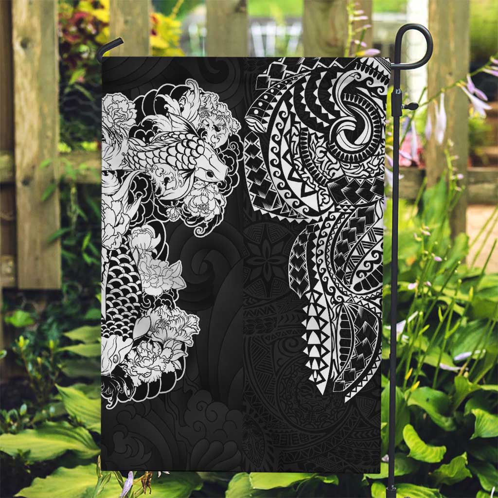 Japanese Irezumi and Hawaiian Polynesian Art Tattoo Garden Flag Black Color - Polynesian Pride