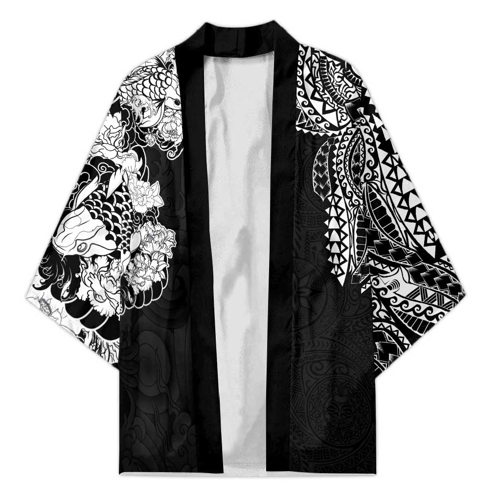 Japanese Irezumi and Hawaiian Polynesian Art Tattoo Kimono Black Color - Polynesian Pride