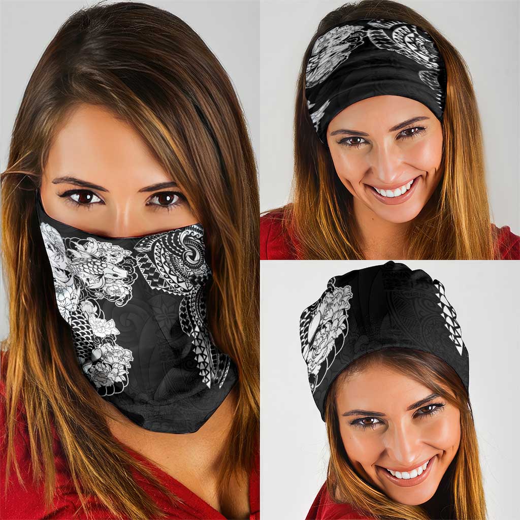 Japanese Irezumi and Hawaiian Polynesian Art Tattoo Neck Gaiter Black Color - Polynesian Pride