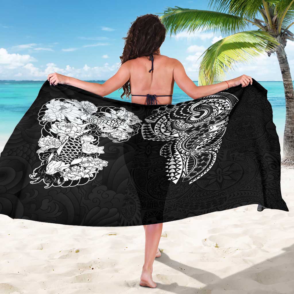 Japanese Irezumi and Hawaiian Polynesian Art Tattoo Sarong Black Color - Polynesian Pride