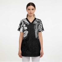 Japanese Irezumi and Hawaiian Polynesian Art Tattoo Scrub Top Black Color - Polynesian Pride