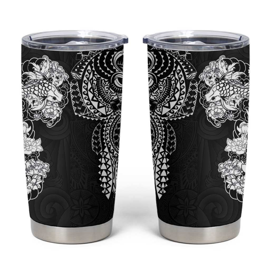 Japanese Irezumi and Hawaiian Polynesian Art Tattoo Tumbler Cup Black Color - Polynesian Pride