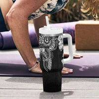 Japanese Irezumi and Hawaiian Polynesian Art Tattoo Tumbler With Handle Black Color - Polynesian Pride