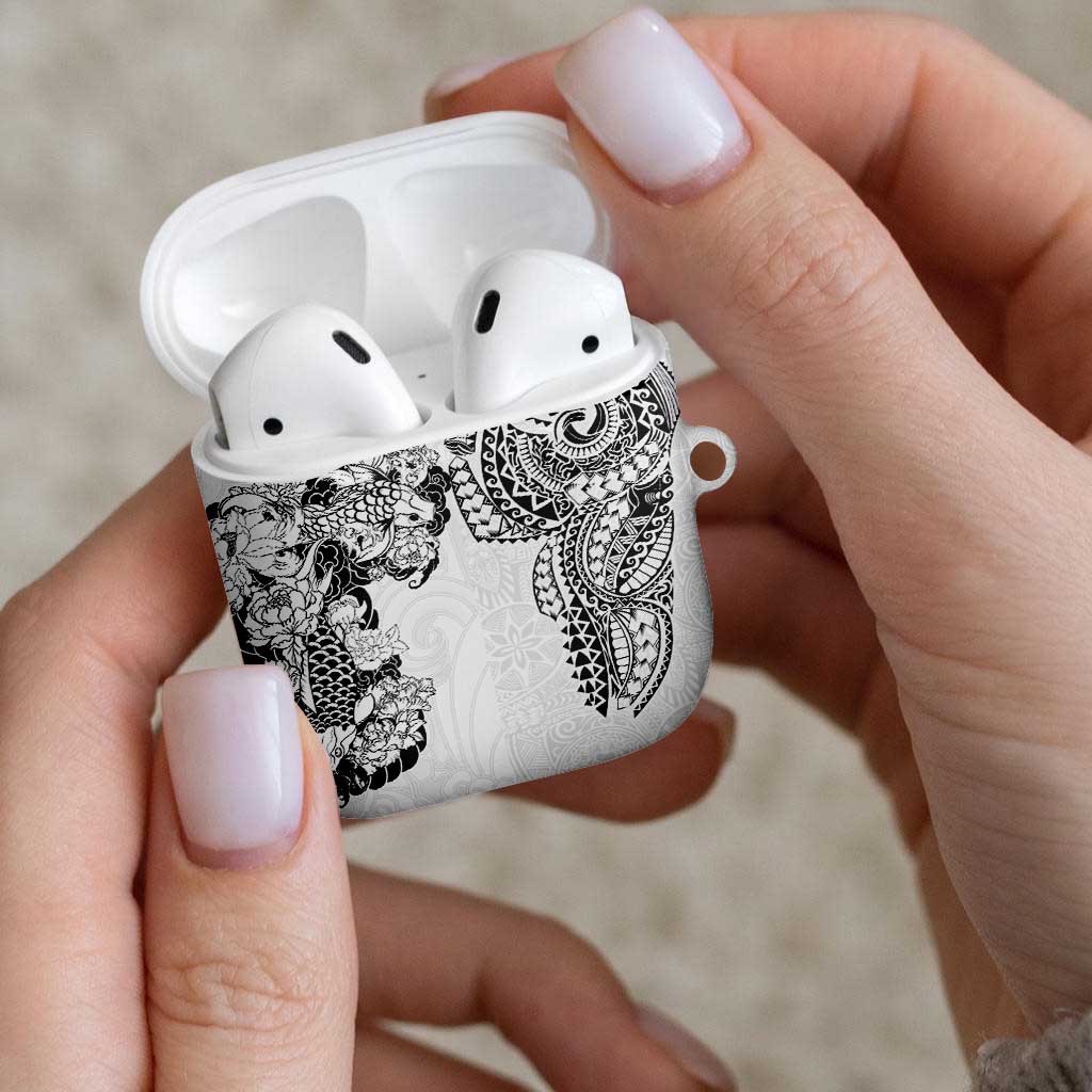 Japanese Irezumi and Hawaiian Polynesian Art Tattoo AirPods Case White Color - Polynesian Pride