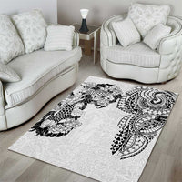 Japanese Irezumi and Hawaiian Polynesian Art Tattoo Area Rug White Color - Polynesian Pride
