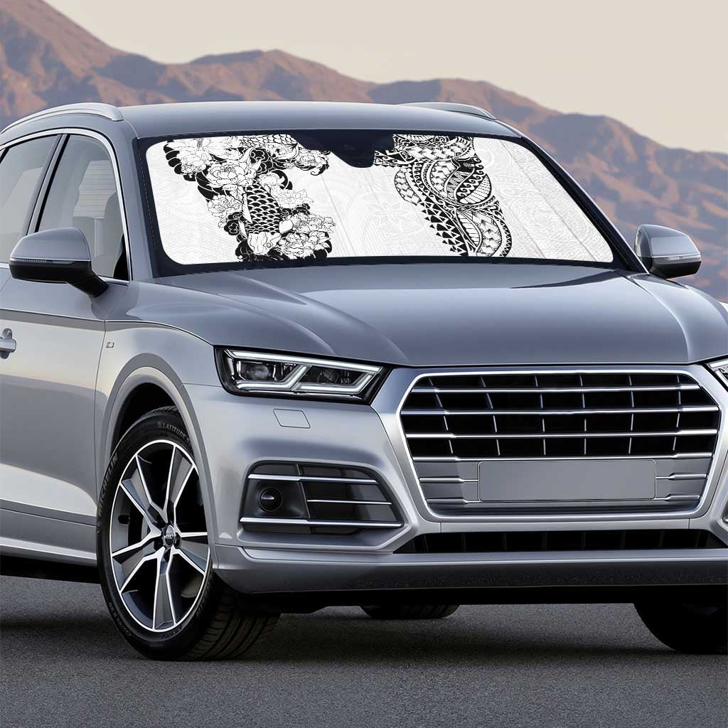 Japanese Irezumi and Hawaiian Polynesian Art Tattoo Auto Sun Shade White Color - Polynesian Pride