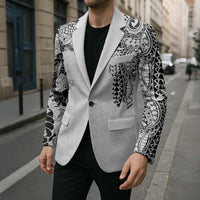 Japanese Irezumi and Hawaiian Polynesian Art Tattoo Blazer White Color - Polynesian Pride