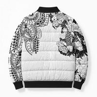 Japanese Irezumi and Hawaiian Polynesian Art Tattoo Bomber Puffer Jacket White Color - Polynesian Pride