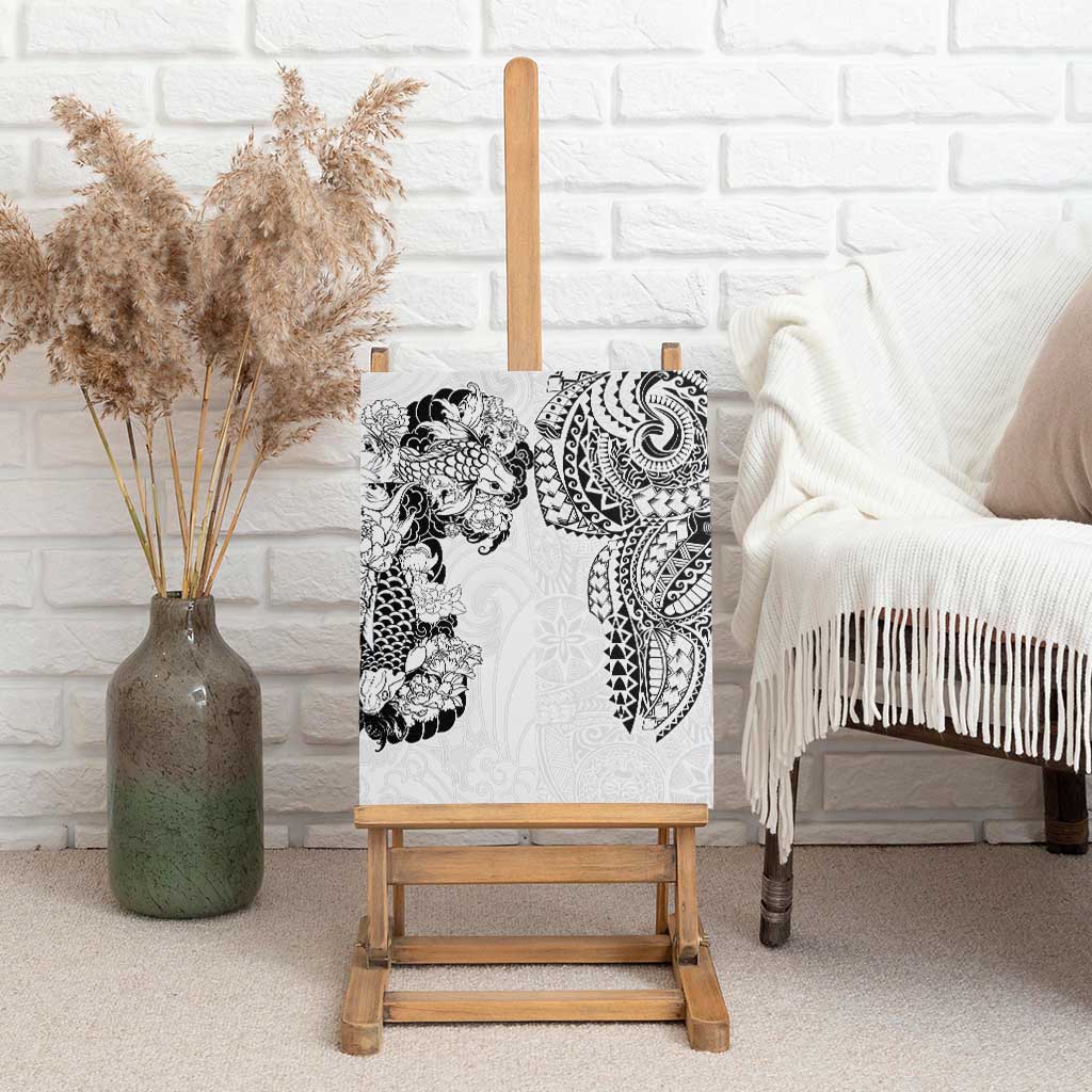 Japanese Irezumi and Hawaiian Polynesian Art Tattoo Canvas Wall Art White Color - Polynesian Pride