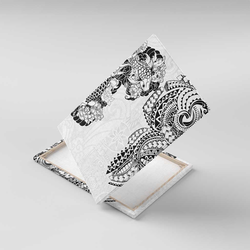 Japanese Irezumi and Hawaiian Polynesian Art Tattoo Canvas Wall Art White Color - Polynesian Pride