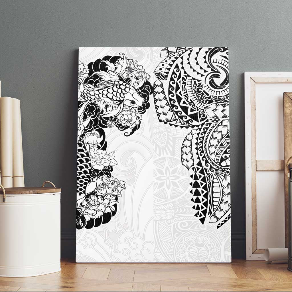 Japanese Irezumi and Hawaiian Polynesian Art Tattoo Canvas Wall Art White Color - Polynesian Pride