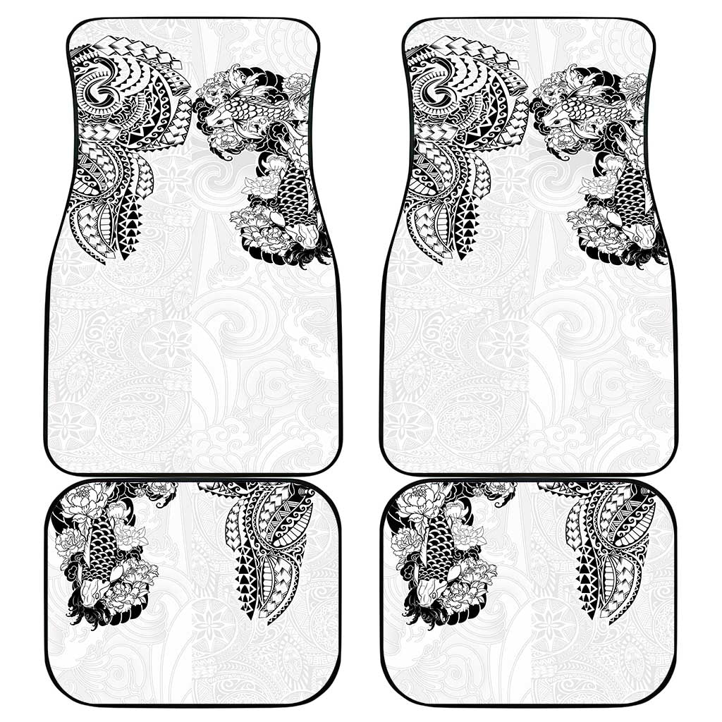 Japanese Irezumi and Hawaiian Polynesian Art Tattoo Car Mats White Color - Polynesian Pride
