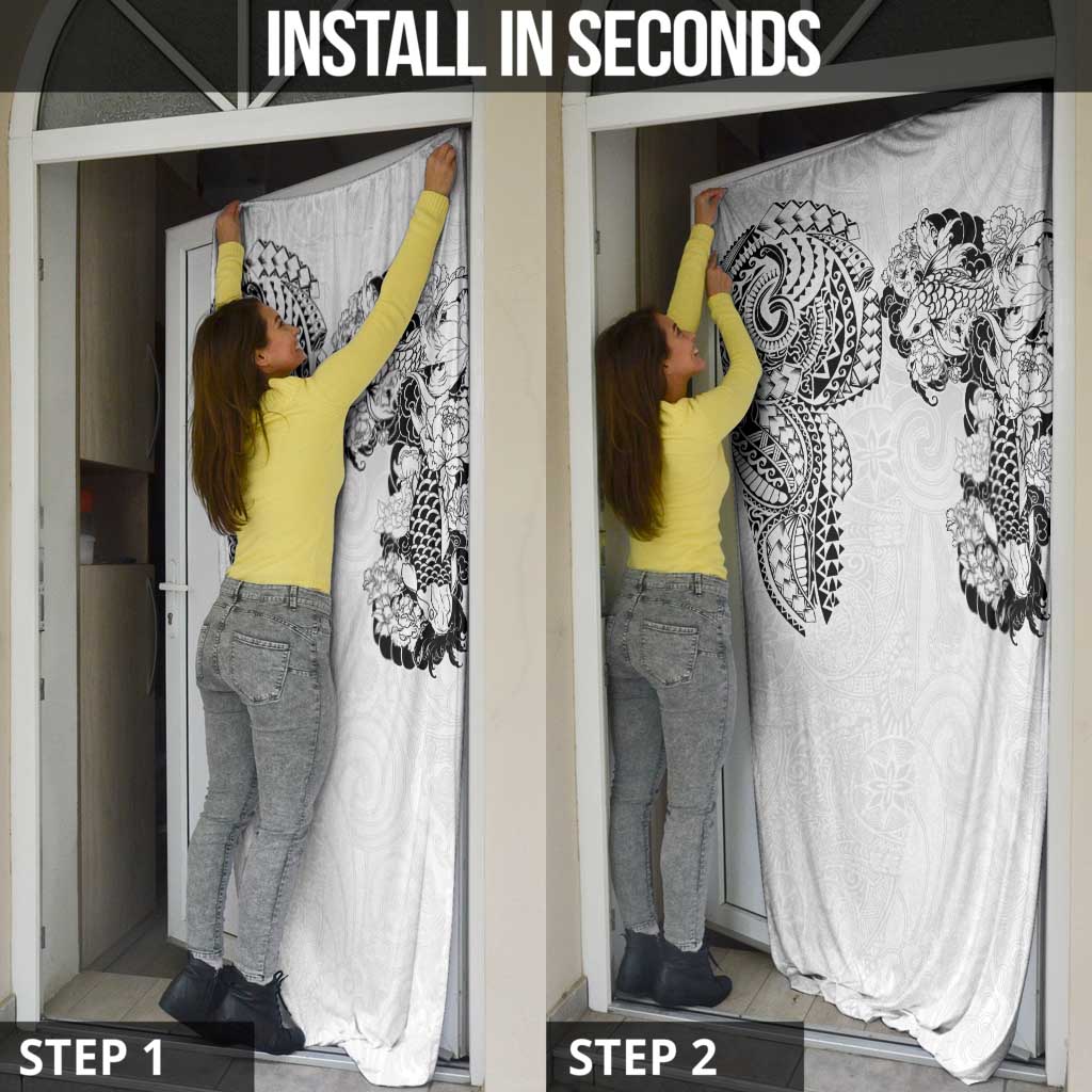 Japanese Irezumi and Hawaiian Polynesian Art Tattoo Door Cover White Color - Polynesian Pride