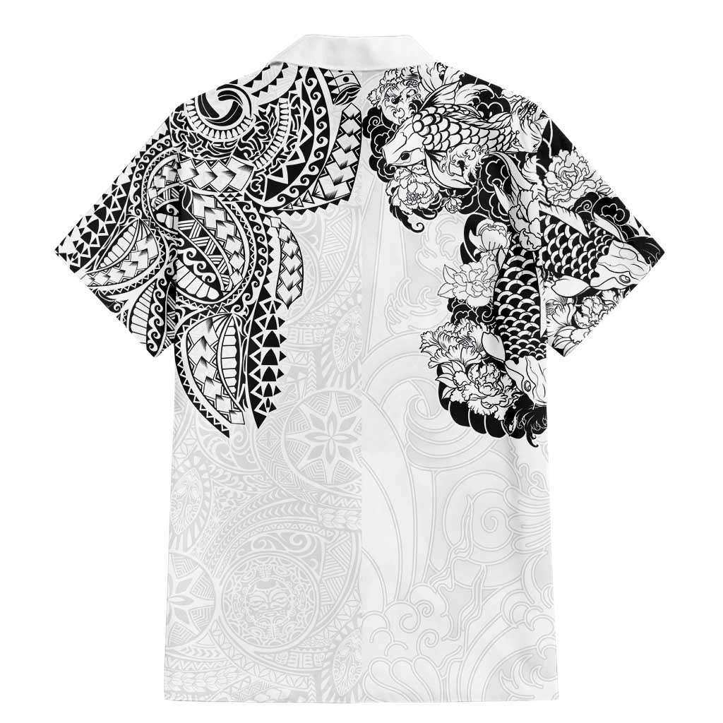 Japanese Irezumi and Hawaiian Polynesian Art Tattoo Family Matching Mermaid Dress and Hawaiian Shirt White Color - Polynesian Pride