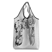 Japanese Irezumi and Hawaiian Polynesian Art Tattoo Grocery Bag White Color - Polynesian Pride