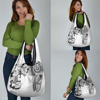 Japanese Irezumi and Hawaiian Polynesian Art Tattoo Grocery Bag White Color - Polynesian Pride