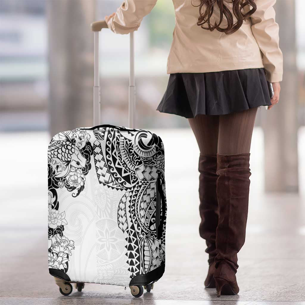 Japanese Irezumi and Hawaiian Polynesian Art Tattoo Luggage Cover White Color - Polynesian Pride