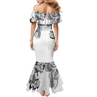 Japanese Irezumi and Hawaiian Polynesian Art Tattoo Mermaid Dress White Color - Polynesian Pride