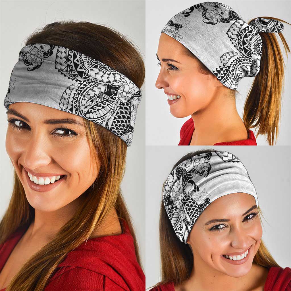 Japanese Irezumi and Hawaiian Polynesian Art Tattoo Neck Gaiter White Color - Polynesian Pride