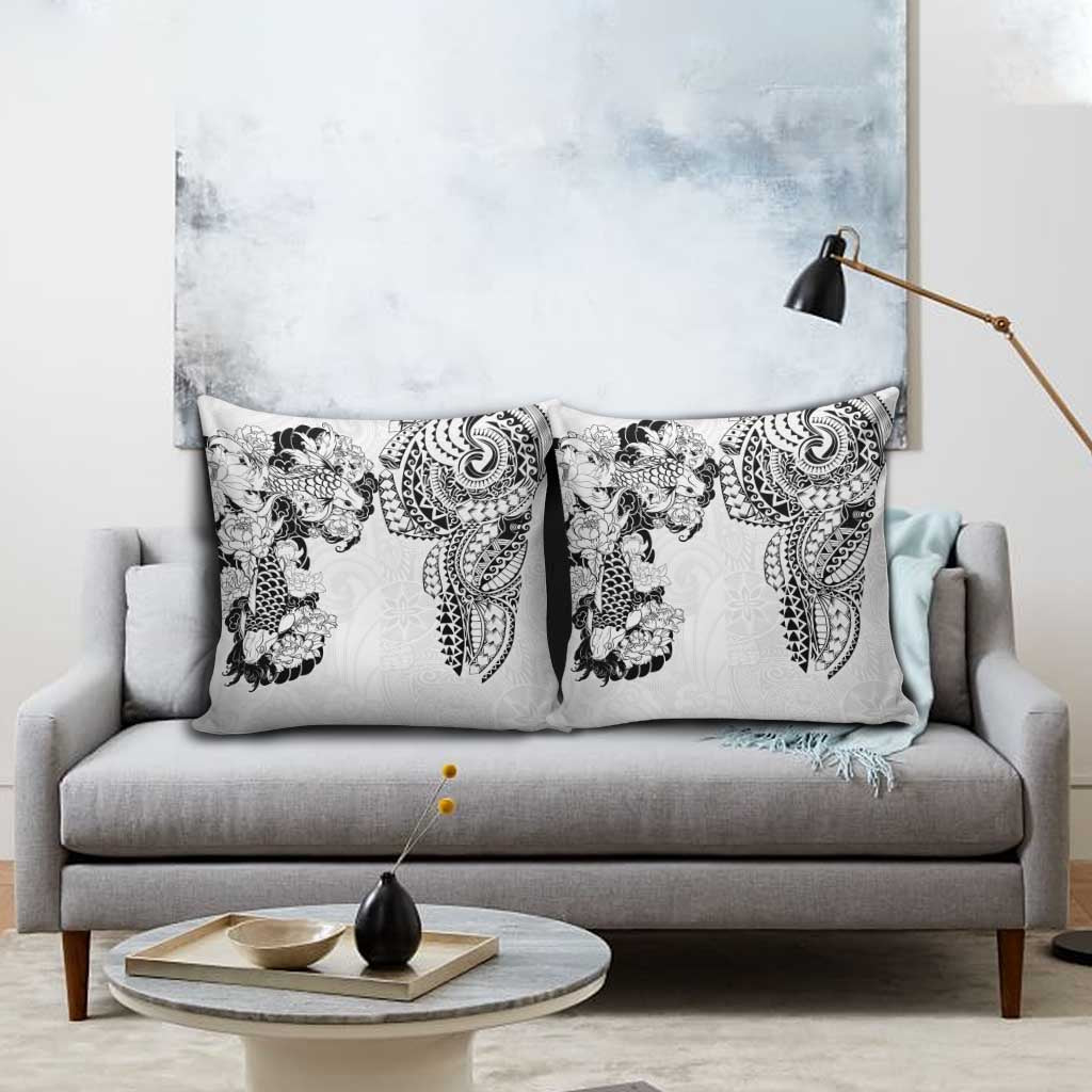 Japanese Irezumi and Hawaiian Polynesian Art Tattoo Pillow Cover White Color - Polynesian Pride