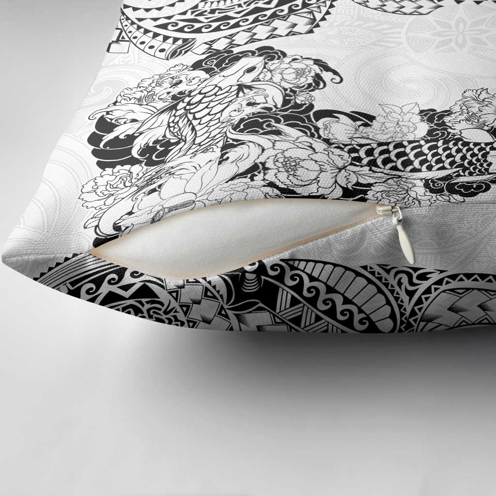 Japanese Irezumi and Hawaiian Polynesian Art Tattoo Pillow Cover White Color - Polynesian Pride