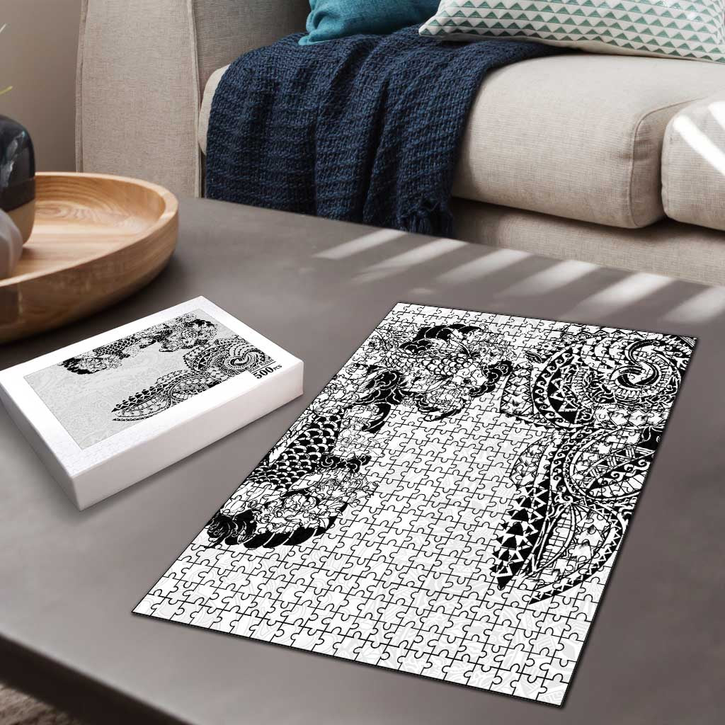 Japanese Irezumi and Hawaiian Polynesian Art Tattoo Puzzle White Color - Polynesian Pride
