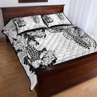 Japanese Irezumi and Hawaiian Polynesian Art Tattoo Quilt Bed Set White Color - Polynesian Pride