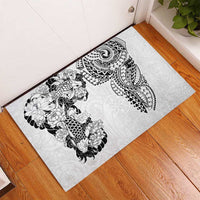 Japanese Irezumi and Hawaiian Polynesian Art Tattoo Rubber Doormat White Color - Polynesian Pride