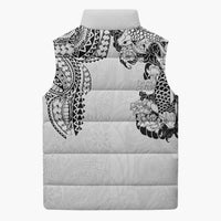 Japanese Irezumi and Hawaiian Polynesian Art Tattoo Sleeveless Puffer Jacket White Color - Polynesian Pride