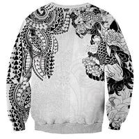 Japanese Irezumi and Hawaiian Polynesian Art Tattoo Sweatshirt White Color - Polynesian Pride
