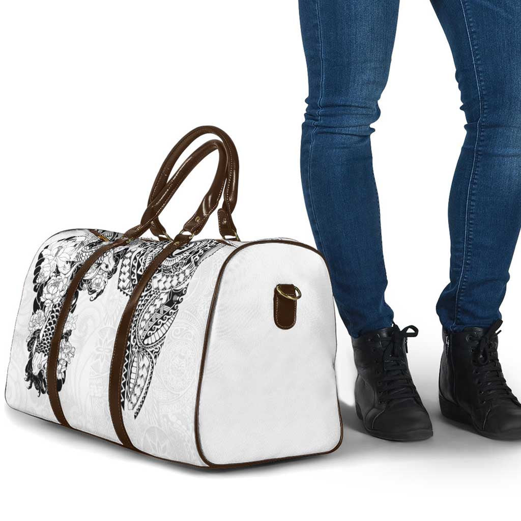 Japanese Irezumi and Hawaiian Polynesian Art Tattoo Travel Bag White Color - Polynesian Pride