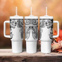 Japanese Irezumi and Hawaiian Polynesian Art Tattoo Tumbler With Handle White Color - Polynesian Pride