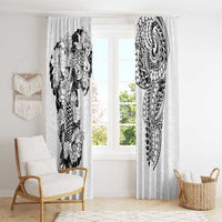 Japanese Irezumi and Hawaiian Polynesian Art Tattoo Window Curtain White Color - Polynesian Pride