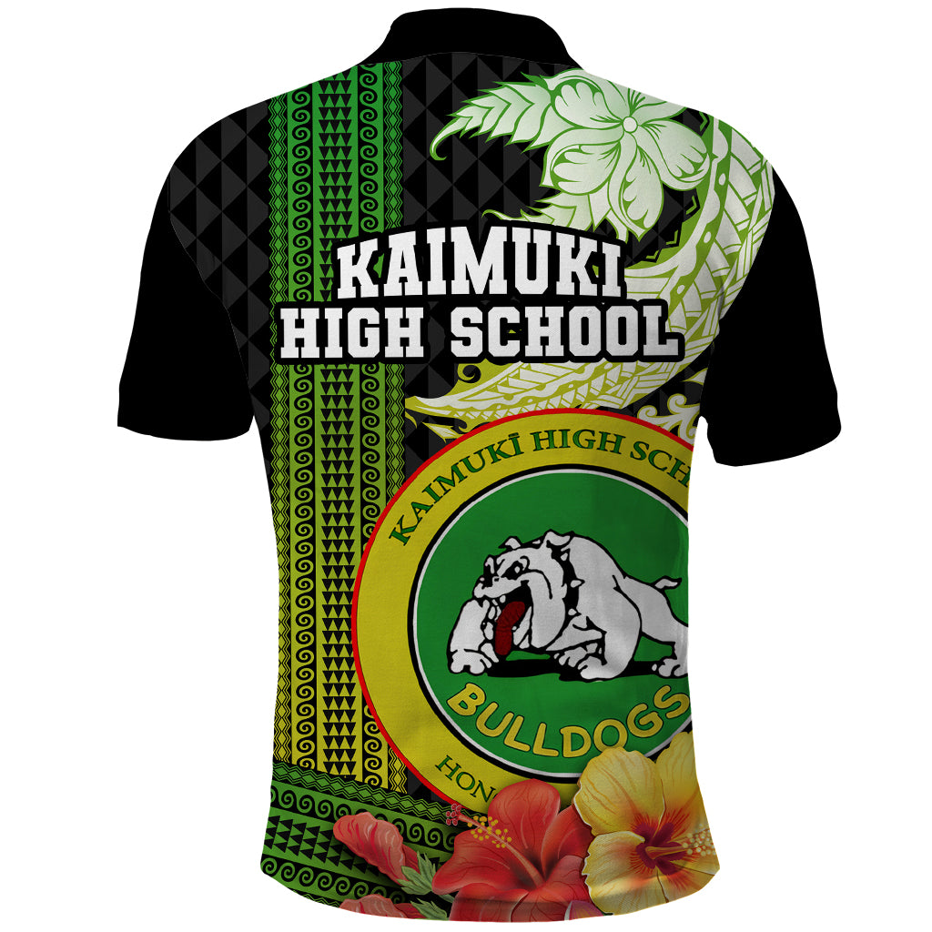 Hawaii Kaimuki High School Polo Shirt Tribal Kakau Pattern Mix Hibiscus Flower LT03 - Polynesian Pride