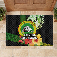 Hawaii Kaimuki High School Rubber Doormat Tribal Kakau Pattern Mix Hibiscus Flower LT03 - Polynesian Pride