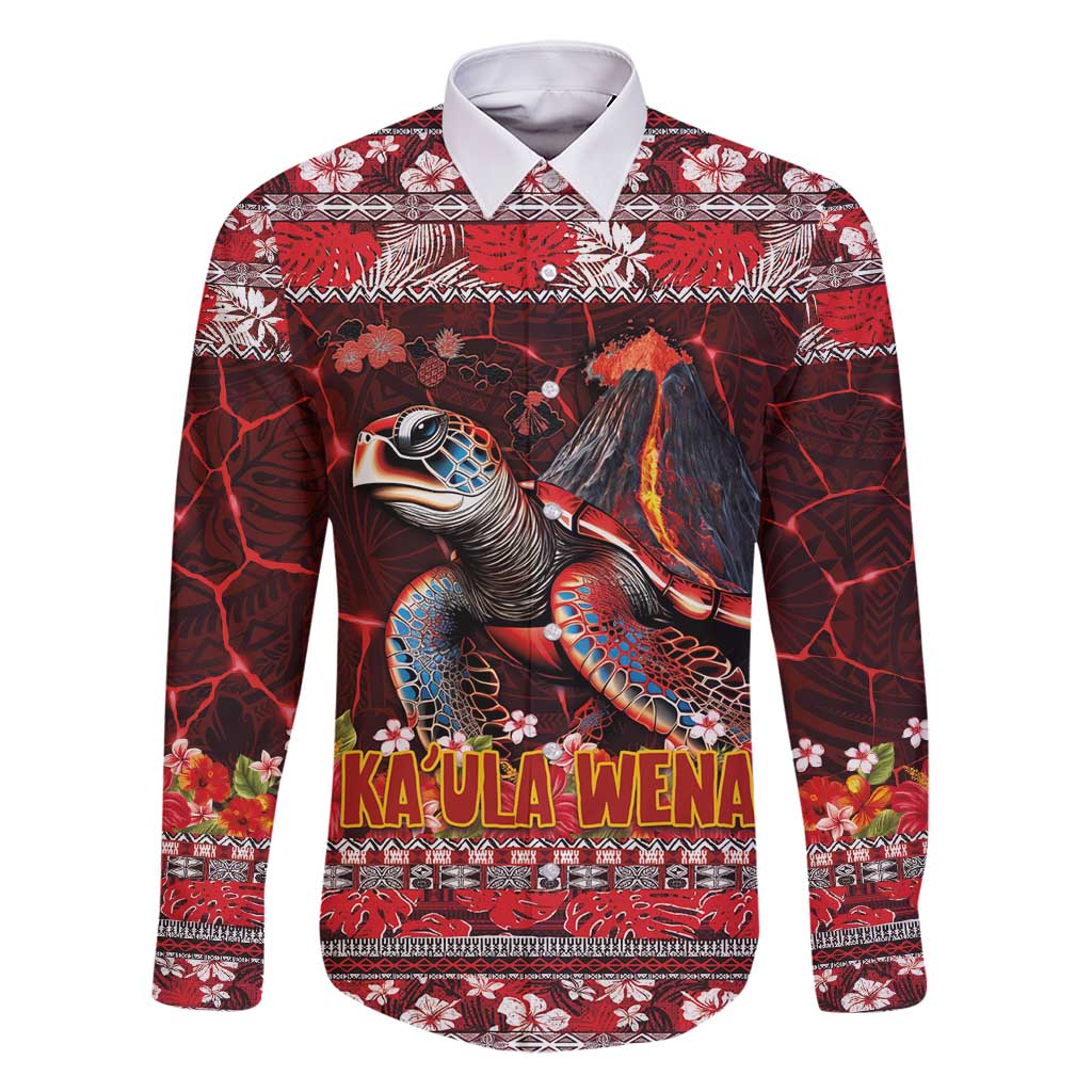 Hawaii KaʻUla Wena Volcano Turtle Family Matching Mermaid Dress and Hawaiian Shirt Lava and Tropical Plants Tribal Pattern