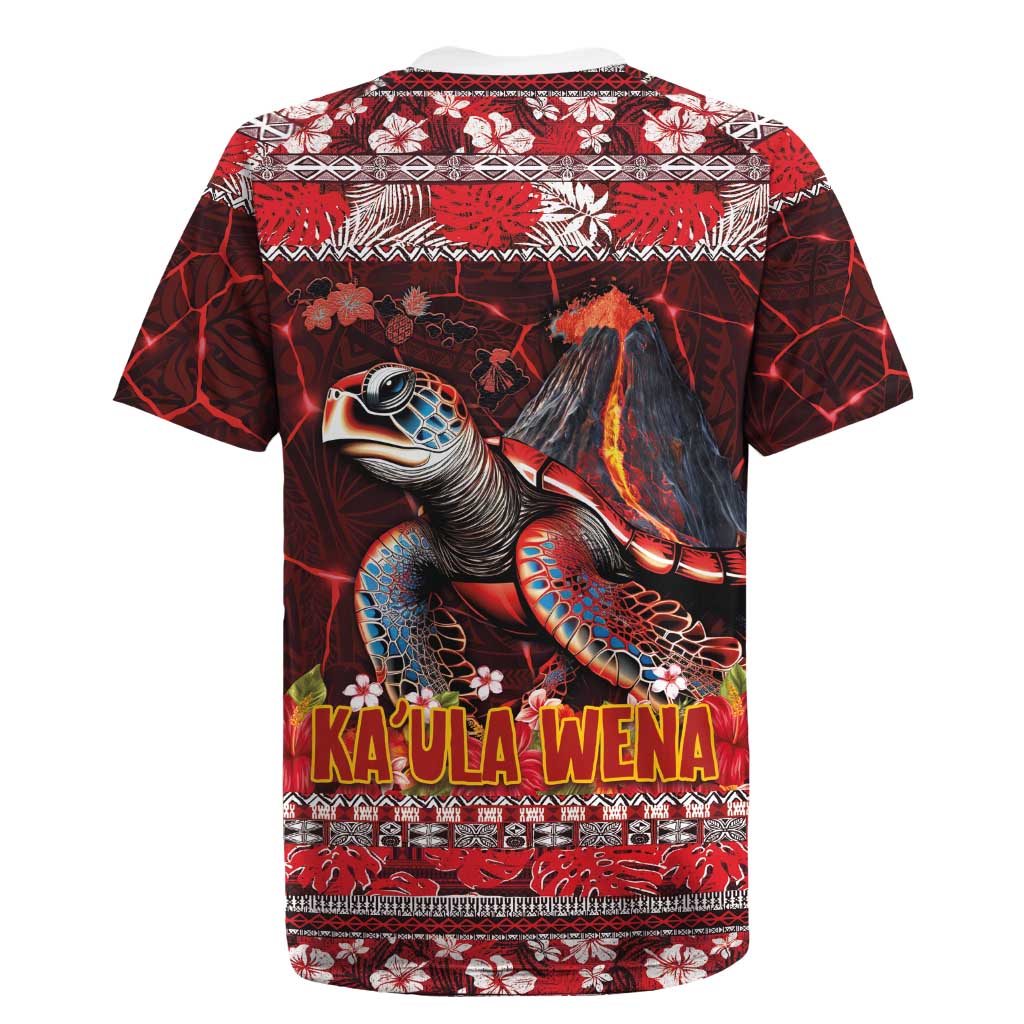 Hawaii KaʻUla Wena Volcano Turtle Rugby Jersey Lava and Tropical Plants Tribal Pattern
