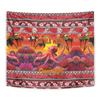 Hawaii KaUla Wena Octopus Tapestry Oceanic Red with Corals and Tropical On Sunset Landscape LT03 - Polynesian Pride