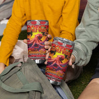 Hawaii KaʻUla Wena Octopus Tumbler Cup Oceanic Red with Corals and Tropical On Sunset Landscape