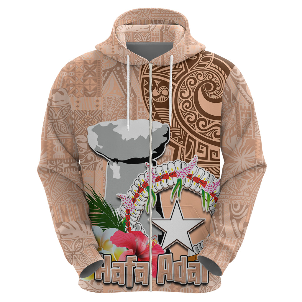 Northern Mariana Islands Hafa Adai Latte Stone Zip Hoodie Peach Fuzz Color LT03 - Polynesian Pride