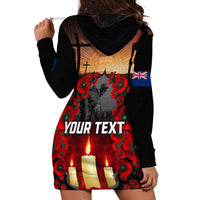 Custom New Zealand and Australia ANZAC Day Hoodie Dress Gallipoli and Canlelight Lest We Forget LT03 - Polynesian Pride