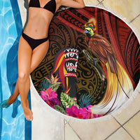 Papua New Guinea Bird-of-Paradise Beach Blanket Hibiscus and Kundu Drum Tribal Pattern
