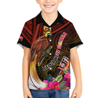 Papua New Guinea Bird-of-Paradise Family Matching Off Shoulder Maxi Dress and Hawaiian Shirt Hibiscus and Kundu Drum Tribal Pattern LT03 Son's Shirt Yellow - Polynesian Pride