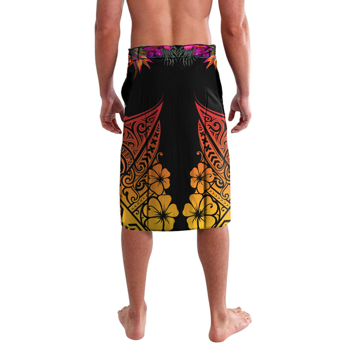 Papua New Guinea Bird-of-Paradise Lavalava Hibiscus and Kundu Drum Tribal Pattern LT03 - Polynesian Pride