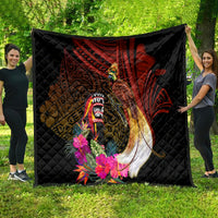Papua New Guinea Bird-of-Paradise Quilt Hibiscus and Kundu Drum Tribal Pattern LT03 - Polynesian Pride