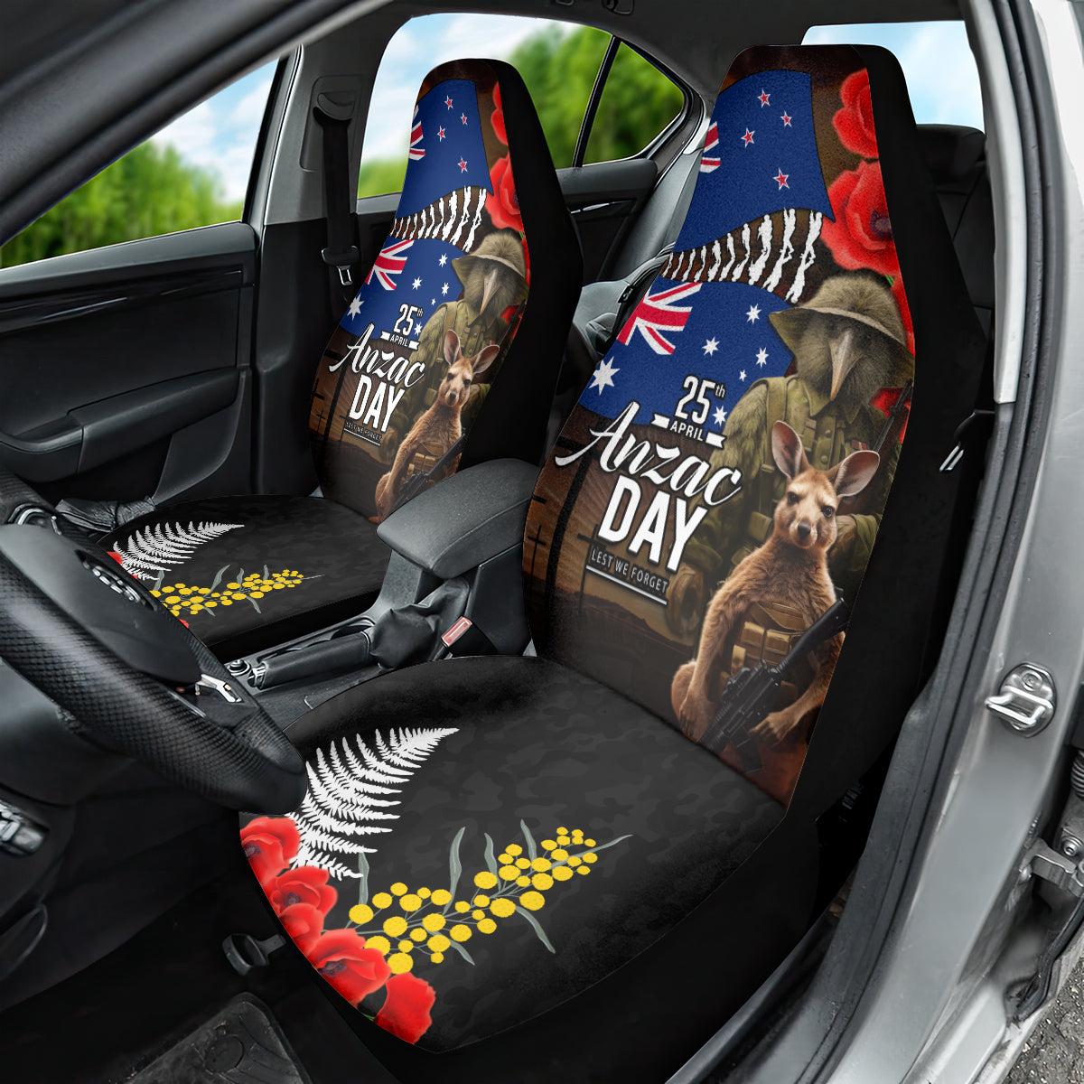 New Zealand and Australia ANZAC Day Car Seat Cover National Flag mix Kiwi Bird and Kangaroo Soldier Style